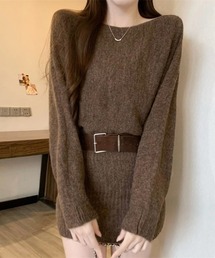 ショート丈 タイト ニットワンピース