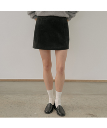 Suede a-line mini skirt [TIFA06SK02]_Black