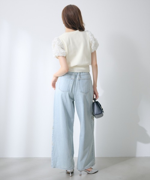 AND COUTURE（アンドクチュール）の「３Dフラワーレーススリーブプルオーバー（ニット/セーター・レディース・ホワイト/ブラック/ブラウン・FREE）」の20枚目の写真