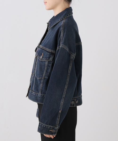 Levi's(リーバイス)の「LEVI'S/リーバイス LOOSE CROP TRUCKER 0089L-0007 【洗濯機使用可能】(デニムジャケット・レディース・ブルー・FREE)」の2枚目の写真