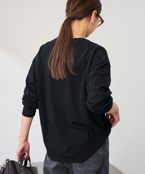 FRAMeWORK（フレームワーク）の「≪追加≫ラフィー天竺Vネックプルオーバー（Tシャツ/カットソー・レディース・ホワイト/ブラック・FREE）」の6枚目の写真