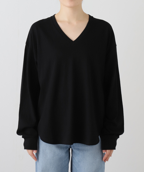 FRAMeWORK（フレームワーク）の「≪追加≫ラフィー天竺Vネックプルオーバー（Tシャツ/カットソー・レディース・ホワイト/ブラック・FREE）」の17枚目の写真