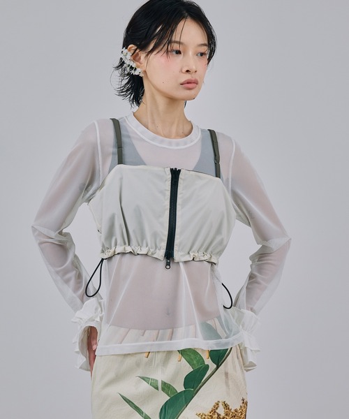 NON TOKYO(ノントーキョー)の「FRILL MESH L/S C/S(Tシャツ/カットソー・レディース・ブルー/ピンク/ホワイト・FREE)」の2枚目の写真