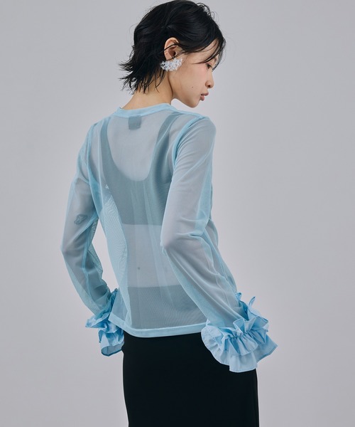 NON TOKYO(ノントーキョー)の「FRILL MESH L/S C/S(Tシャツ/カットソー・レディース・ブルー/ピンク/ホワイト・FREE)」の8枚目の写真
