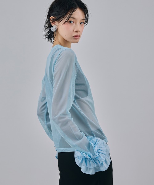 NON TOKYO(ノントーキョー)の「FRILL MESH L/S C/S(Tシャツ/カットソー・レディース・ブルー/ピンク/ホワイト・FREE)」の9枚目の写真