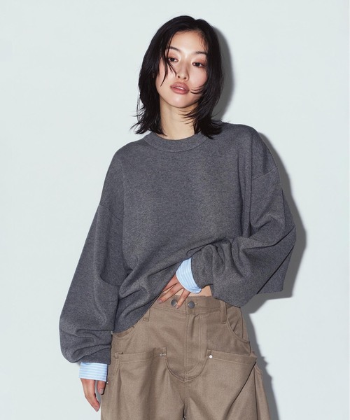 Knuth Marf(クヌースマーフ)の「Knuth Marf / クヌースマーフ 2way cuffs normcore knit(ニット/セーター・レディース・グレー/ピンク・FREE)」の4枚目の写真