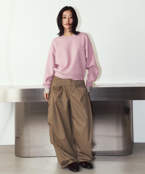 Knuth Marf(クヌースマーフ)の「Knuth Marf / クヌースマーフ 2way cuffs normcore knit(ニット/セーター・レディース・グレー/ピンク・FREE)」の9枚目の写真