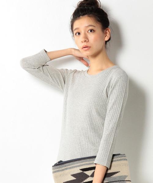 coen（コーエン）の「ワイドリブクルーネックカットソー（Tシャツ/カットソー・レディース・ホワイト/ホワイト×ブラック/グレー/ネイビー・MEDIUM/LARGE）」の4枚目の写真