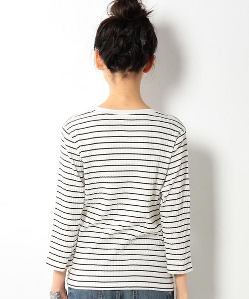 coen（コーエン）の「ワイドリブクルーネックカットソー（Tシャツ/カットソー・レディース・ホワイト/ホワイト×ブラック/グレー/ネイビー・MEDIUM/LARGE）」の5枚目の写真