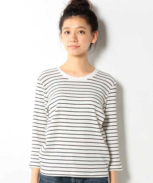 coen（コーエン）の「ワイドリブクルーネックカットソー（Tシャツ/カットソー・レディース・ホワイト/ホワイト×ブラック/グレー/ネイビー・MEDIUM/LARGE）」の6枚目の写真