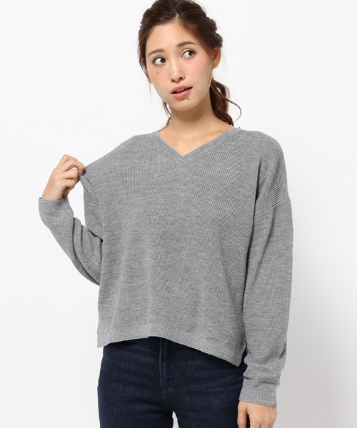 WEGO（ウィゴー）の「WEGO/Vネックニット（ニット/セーター・レディース・オフホワイト/杢グレー/ピンク/サックスブルー/ブラック・FREE）」の15枚目の写真