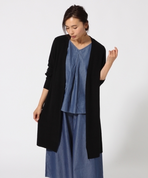 GLOBAL WORK（グローバルワーク）の「12ゲージアゼロングカーディガン長袖/737444（カーディガン/ボレロ・レディース・ネイビー/イエロー/オフホワイト/グレー・LARGE/MEDIUM）」の3枚目の写真