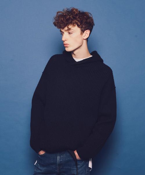 MONKEY TIME（モンキータイム）の「＜monkey time＞ PE WFL OVERSIZED HOODIE/ニット ◆（ニット/セーター・メンズ・ブラック/グレー・LARGE/MEDIUM/SMALL/X-LARGE）」の4枚目の写真