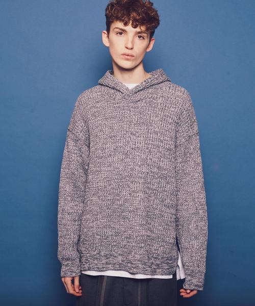 MONKEY TIME（モンキータイム）の「＜monkey time＞ PE WFL OVERSIZED HOODIE/ニット ◆（ニット/セーター・メンズ・ブラック/グレー・LARGE/MEDIUM/SMALL/X-LARGE）」の5枚目の写真