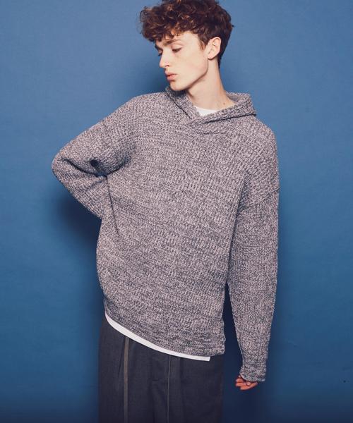 MONKEY TIME（モンキータイム）の「＜monkey time＞ PE WFL OVERSIZED HOODIE/ニット ◆（ニット/セーター・メンズ・ブラック/グレー・LARGE/MEDIUM/SMALL/X-LARGE）」の6枚目の写真