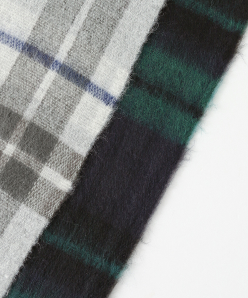 SENSE OF PLACE by URBAN RESEARCH（センスオブプレイスバイアーバンリサーチ）の「シャギーチェックマフラー（マフラー・レディース・グレー/グリーン・-）」の6枚目の写真