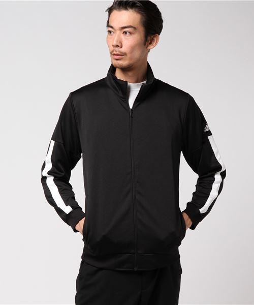 adidas（アディダス）の「長袖ジャージジャケット M ESSENTIALS ﾍﾞｰｼｯｸ ｳｫｰﾑｱｯﾌﾟｼﾞｬｹｯﾄ                                                                                                                     CD2904（ジャージ・メンズ・ブラック/ネイビー/ホワイト・LL/L/M/3L/S）」の2枚目の写真