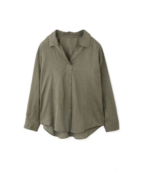 NATURAL BEAUTY BASIC（ナチュラルビューティーベーシック）の「フレンチリネン スキッパーブラウス（シャツ/ブラウス・レディース・ホワイト系その他/オフホワイト/ピンク/ブルー/カーキ・MEDIUM）」の14枚目の写真