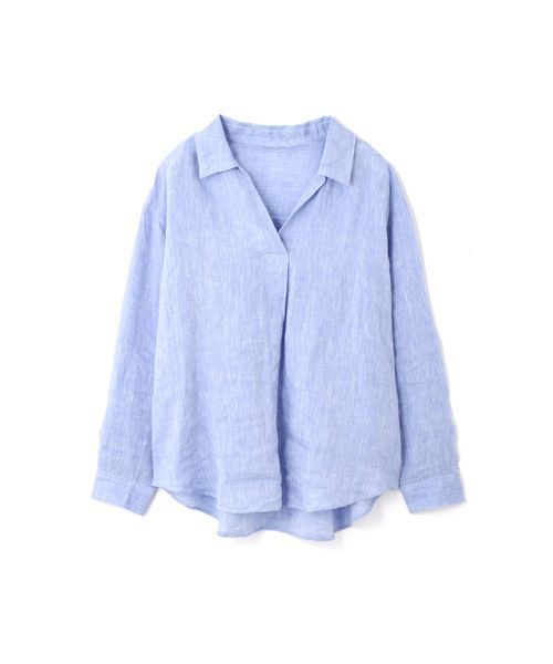 NATURAL BEAUTY BASIC（ナチュラルビューティーベーシック）の「フレンチリネン スキッパーブラウス（シャツ/ブラウス・レディース・ホワイト系その他/オフホワイト/ピンク/ブルー/カーキ・MEDIUM）」の13枚目の写真