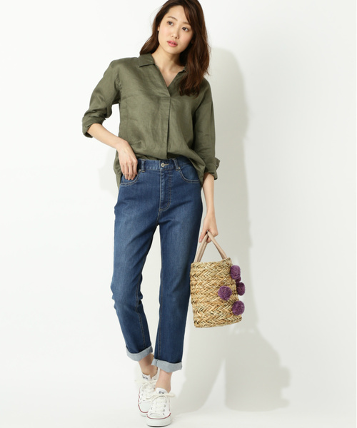 NATURAL BEAUTY BASIC（ナチュラルビューティーベーシック）の「フレンチリネン スキッパーブラウス（シャツ/ブラウス・レディース・ホワイト系その他/オフホワイト/ピンク/ブルー/カーキ・MEDIUM）」の11枚目の写真