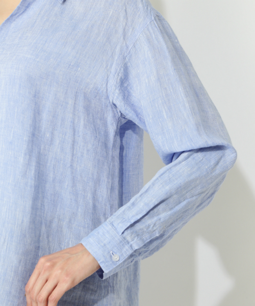 NATURAL BEAUTY BASIC（ナチュラルビューティーベーシック）の「フレンチリネン スキッパーブラウス（シャツ/ブラウス・レディース・ホワイト系その他/オフホワイト/ピンク/ブルー/カーキ・MEDIUM）」の9枚目の写真