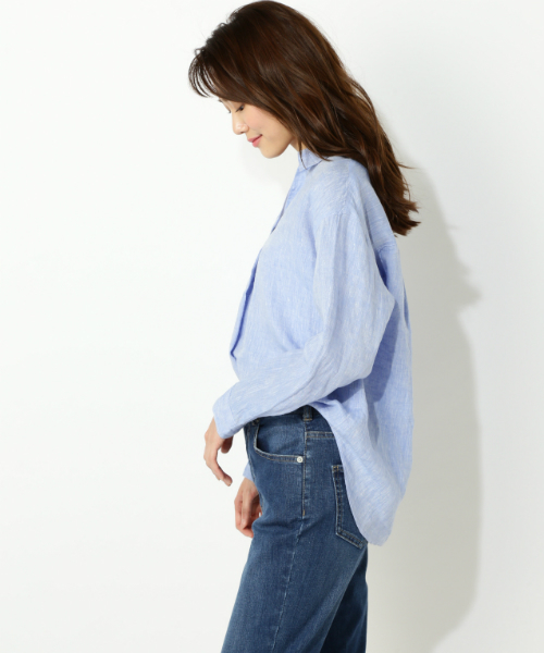 NATURAL BEAUTY BASIC（ナチュラルビューティーベーシック）の「フレンチリネン スキッパーブラウス（シャツ/ブラウス・レディース・ホワイト系その他/オフホワイト/ピンク/ブルー/カーキ・MEDIUM）」の7枚目の写真