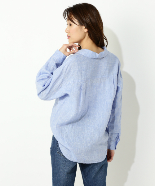 NATURAL BEAUTY BASIC（ナチュラルビューティーベーシック）の「フレンチリネン スキッパーブラウス（シャツ/ブラウス・レディース・ホワイト系その他/オフホワイト/ピンク/ブルー/カーキ・MEDIUM）」の6枚目の写真