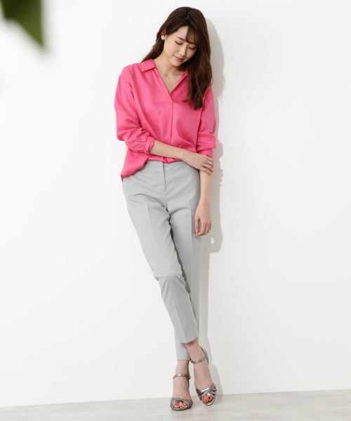 NATURAL BEAUTY BASIC（ナチュラルビューティーベーシック）の「フレンチリネン スキッパーブラウス（シャツ/ブラウス・レディース・ホワイト系その他/オフホワイト/ピンク/ブルー/カーキ・MEDIUM）」の16枚目の写真