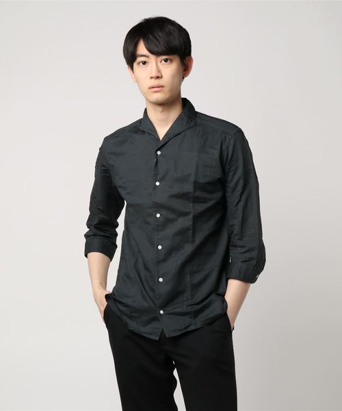 SHIPS(シップス)の「SC: SAFILIN リネン/コットン オープンカラー 7スリーブ シャツ(シャツ/ブラウス・メンズ・ブルー/チャコールグレー/ホワイト・MEDIUM/SMALL/LARGE/X-LARGE)」の2枚目の写真