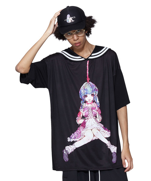 ankoROCK（アンコロック）の「ダーティーガールズラインセーラーＴシャツ -メガビッグ-（Tシャツ/カットソー・メンズ・A/B/C/D/F/G・ONE SIZE）」の2枚目の写真