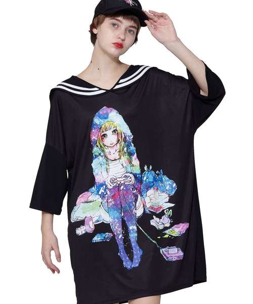 ankoROCK（アンコロック）の「ダーティーガールズラインセーラーＴシャツ -メガビッグ-（Tシャツ/カットソー・メンズ・A/B/C/D/F/G・ONE SIZE）」の5枚目の写真