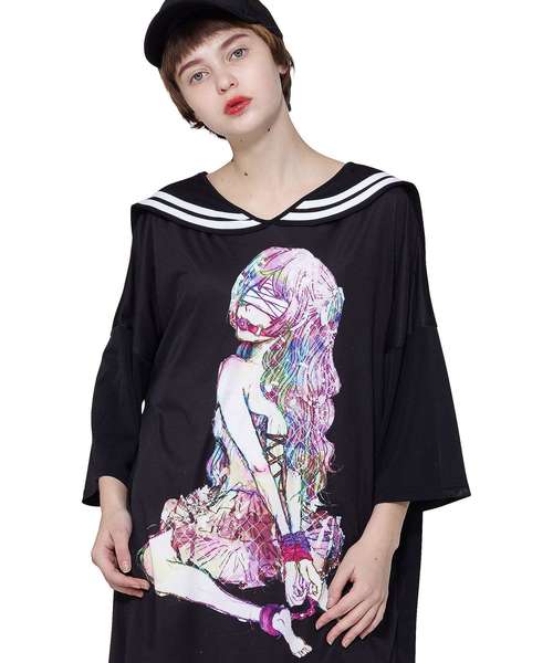 ankoROCK（アンコロック）の「ダーティーガールズラインセーラーＴシャツ -メガビッグ-（Tシャツ/カットソー・メンズ・A/B/C/D/F/G・ONE SIZE）」の6枚目の写真