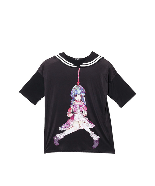 チャイナボタンシャツ襟カットソー -オーバーサイズ-（Tシャツ