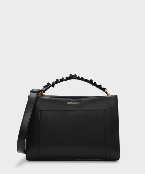 CHARLES & KEITH(チャールズ & キース)の「ラッフルハンドルバッグ / RUFFLE HANDLE BAG(ハンドバッグ・レディース・ピンク/ブルー/ブラック・L)」の1枚目の写真