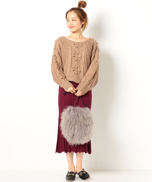 archives（アルシーヴ）の「ポンポン付きケーブル編み（ニット/セーター・レディース・ブラック/ベージュ/アイボリー・MEDIUM）」の18枚目の写真