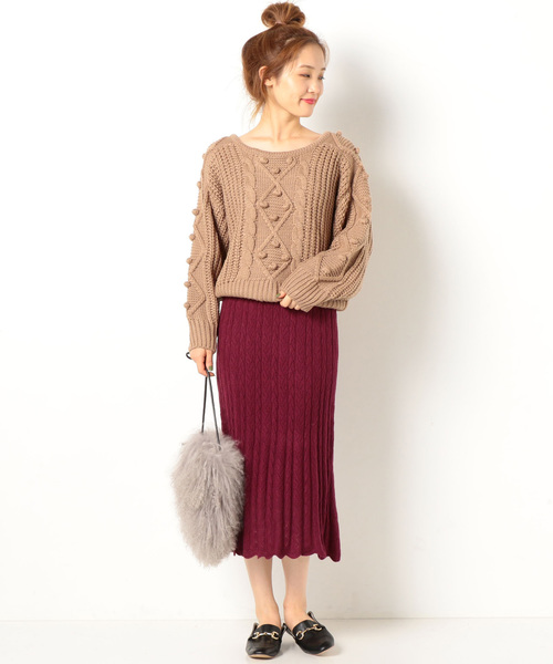 archives（アルシーヴ）の「ポンポン付きケーブル編み（ニット/セーター・レディース・ブラック/ベージュ/アイボリー・MEDIUM）」の17枚目の写真