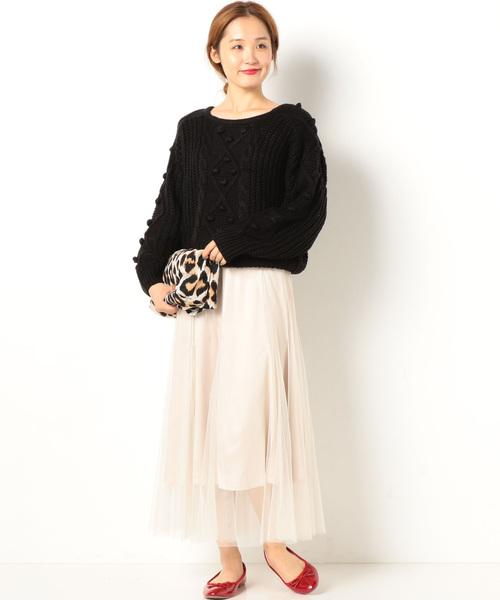 archives（アルシーヴ）の「ポンポン付きケーブル編み（ニット/セーター・レディース・ブラック/ベージュ/アイボリー・MEDIUM）」の13枚目の写真