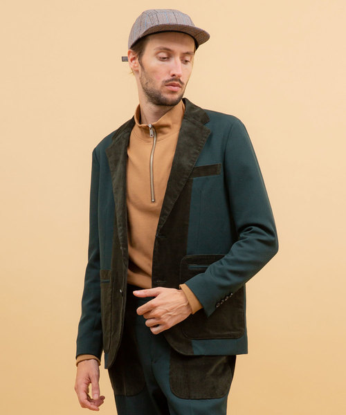 UNITED TOKYO（ユナイテッドトウキョウ）の「ストレッチコールリバースジャケット（テーラードジャケット・メンズ・ブラック/グリーン・1/2/3）」の2枚目の写真