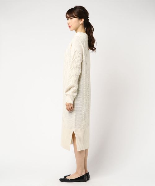 ワンピース Jines ジネス のワンピース ラムウールアラン柄スリットワンピース をセール価格で購入できます Jines ラムウールアラン柄スリットワンピース