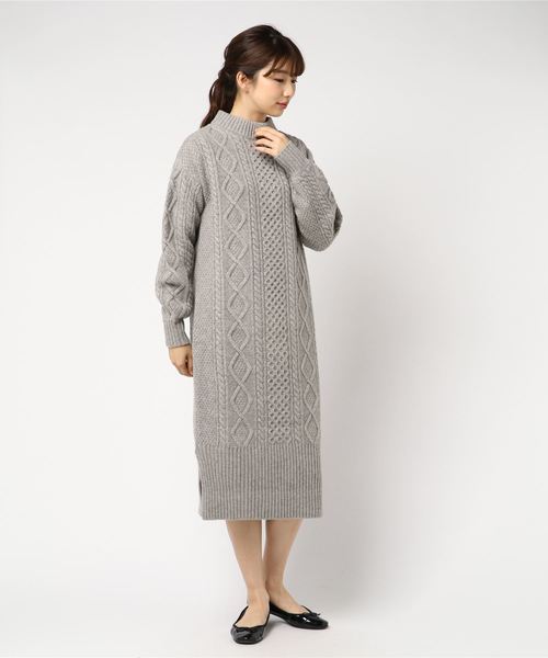 ワンピース Jines ジネス のワンピース ラムウールアラン柄スリットワンピース をセール価格で購入できます Jines ラムウールアラン柄スリットワンピース