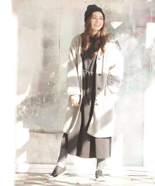 rps（アールピーエス）の「裏起毛ドロストハイネックワンピース（ワンピース・レディース・ブラック/杢グレー/グレー系その他・M）」の10枚目の写真