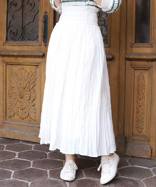 one after another NICE CLAUP（ワンアフターアナザーナイスクラップ）の「２way 綿ローンシャーリングスカート（スカート・レディース・ベージュ/ブラウン/レッド/オフホワイト・FREE）」の2枚目の写真