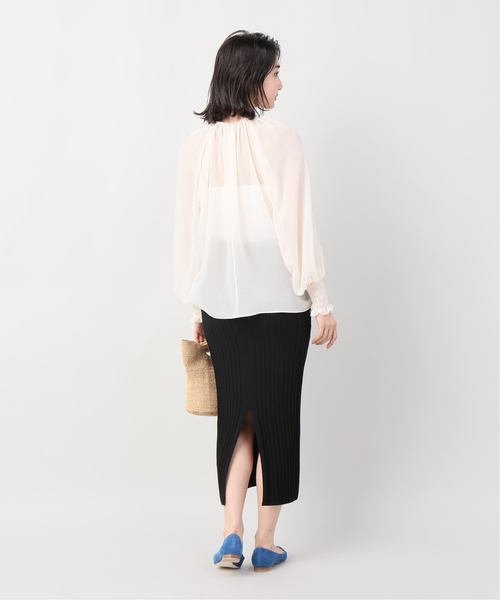 VERMEIL par iena（ヴェルメイユパーイエナ）の「ATON COTTON STRECH RIBKNIT スカート◆（スカート・レディース・ブラック・FREE）」の2枚目の写真