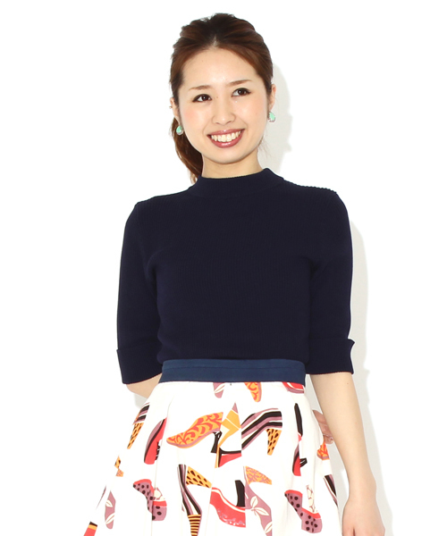 Ray BEAMS（レイビームス）の「○Ray BEAMS / リブ編み ハイネック（ニット/セーター・レディース・レッド/インディゴブルー/ネイビー・ONE SIZE）」の2枚目の写真