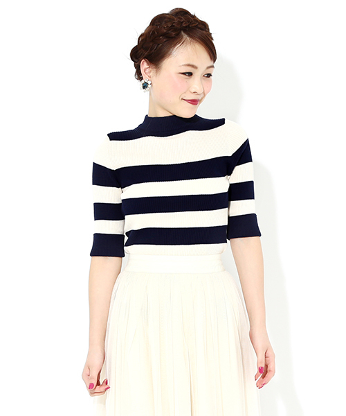 Ray BEAMS（レイビームス）の「○Ray BEAMS / リブ編み ハイネック（ニット/セーター・レディース・レッド/インディゴブルー/ネイビー・ONE SIZE）」の3枚目の写真