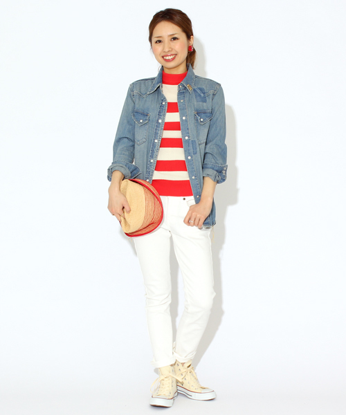 Ray BEAMS（レイビームス）の「○Ray BEAMS / リブ編み ハイネック（ニット/セーター・レディース・レッド/インディゴブルー/ネイビー・ONE SIZE）」の5枚目の写真