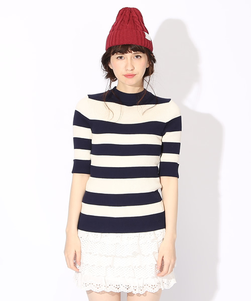 Ray BEAMS（レイビームス）の「○Ray BEAMS / リブ編み ハイネック（ニット/セーター・レディース・レッド/インディゴブルー/ネイビー・ONE SIZE）」の7枚目の写真