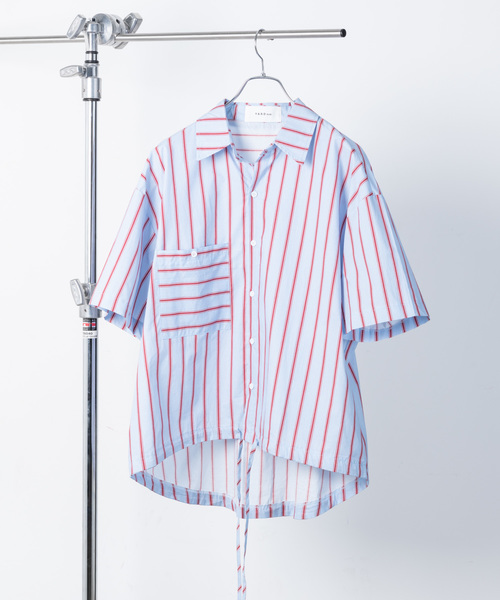 YARD PLUS（ヤードプリュス）の「YARD PLUS ストライプドローBIGシャツ（シャツ/ブラウス・メンズ・ホワイト/ブルー・LARGE/MEDIUM）」の5枚目の写真