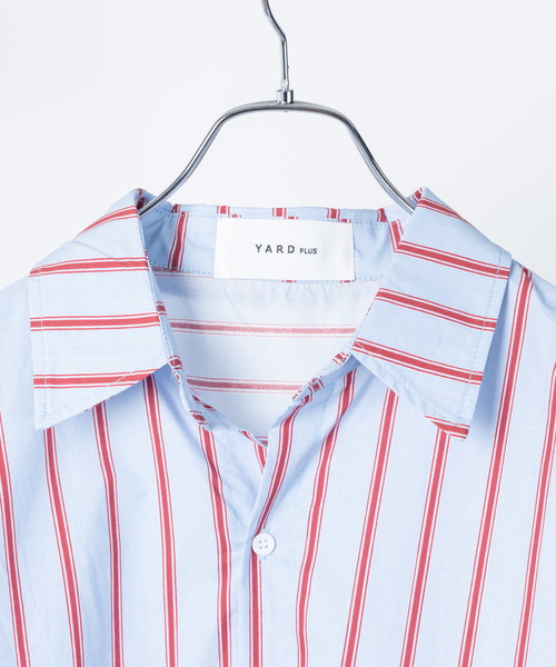 YARD PLUS（ヤードプリュス）の「YARD PLUS ストライプドローBIGシャツ（シャツ/ブラウス・メンズ・ホワイト/ブルー・LARGE/MEDIUM）」の6枚目の写真