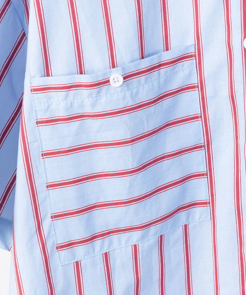 YARD PLUS（ヤードプリュス）の「YARD PLUS ストライプドローBIGシャツ（シャツ/ブラウス・メンズ・ホワイト/ブルー・LARGE/MEDIUM）」の7枚目の写真